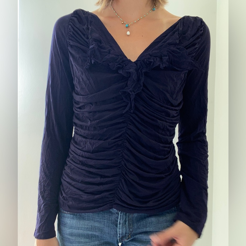 Elie Tahari Ruffled Long Sleeve Blouse